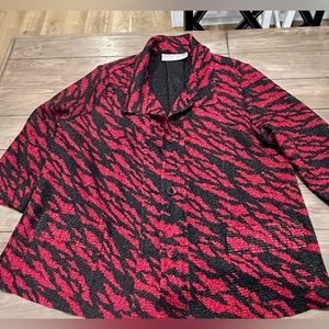 Chicos, travelers jacket, size 2 or L, red and black, crinkle material